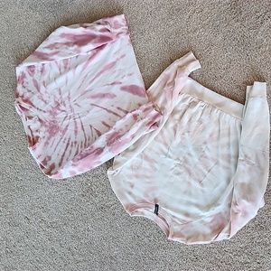 Two women's size and XS small pink and white tie dye sweatshirts. H&M and Active